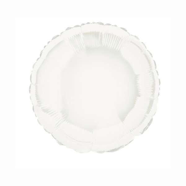 Unique 18" White Solid Round Foil Balloon, Packaged - 53341*
