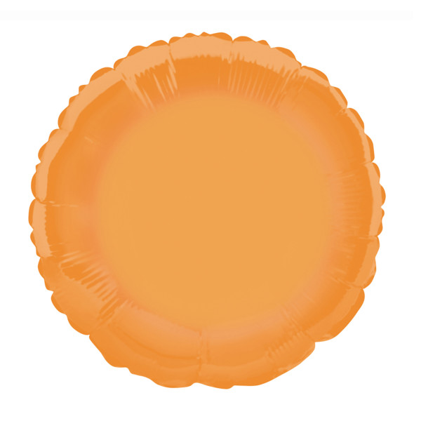 Unique 18" Orange Solid Round Foil Balloon, Packaged - 53371*
