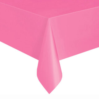Hot Pink Solid Rectangular Plastic Table Cover, 54