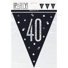 1 9ft Glitz Black & Silver Prismatic Plastic Flag Banner 40