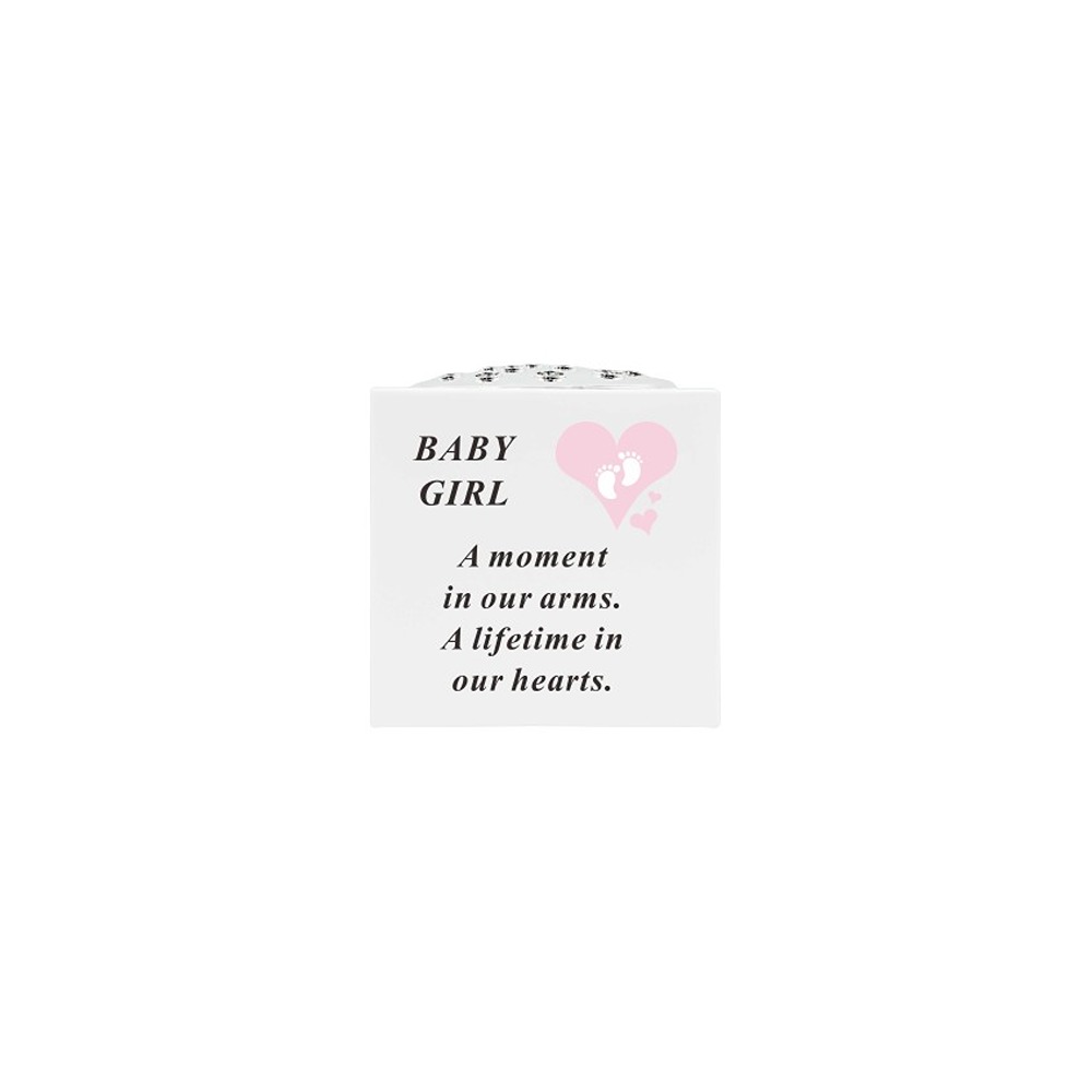 David Fischhoff - Baby Girl Footprints White Rosebowl 14x14x15cm - DF19674-BG
