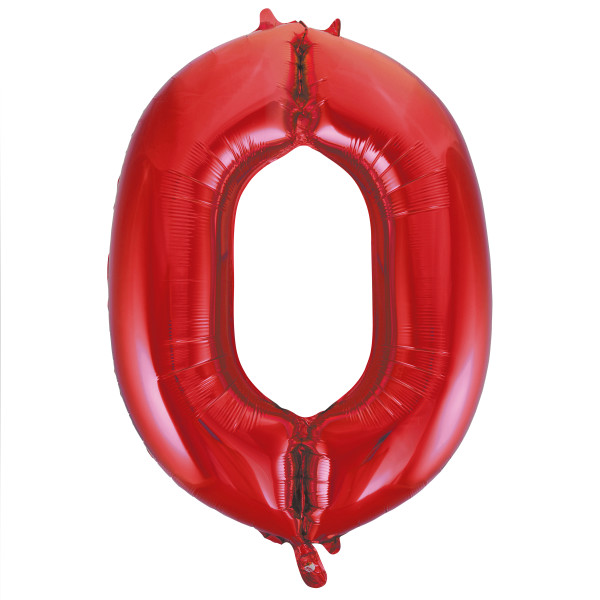 Unique 34" Red Number 0 Shaped Foil Balloon - 55850 *