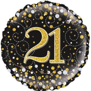 Oaktree 18" 21st Sparkling Fizz Birthday Black & Gold Holographic*