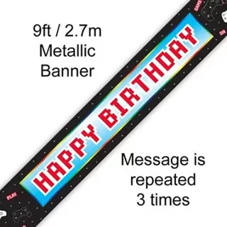 9ft Banner Controller Happy Birthday Holographic - 625778