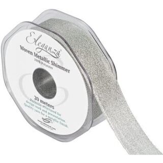 Eleganza Woven Metallic Shimmer Silver No.66 25mm x 20m