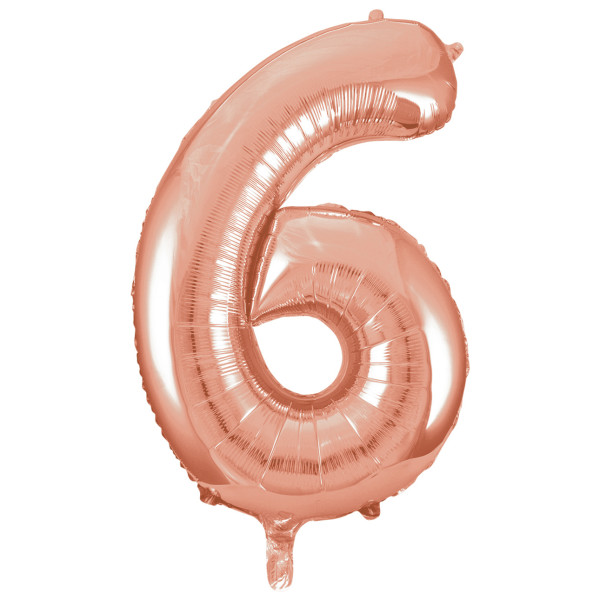Unique 34" Rose Gold Number 6 Shaped Foil Balloon - 55876 *