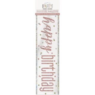 1 9ft Glitz Rose Gold Foil Banner "Happy Birthday"*