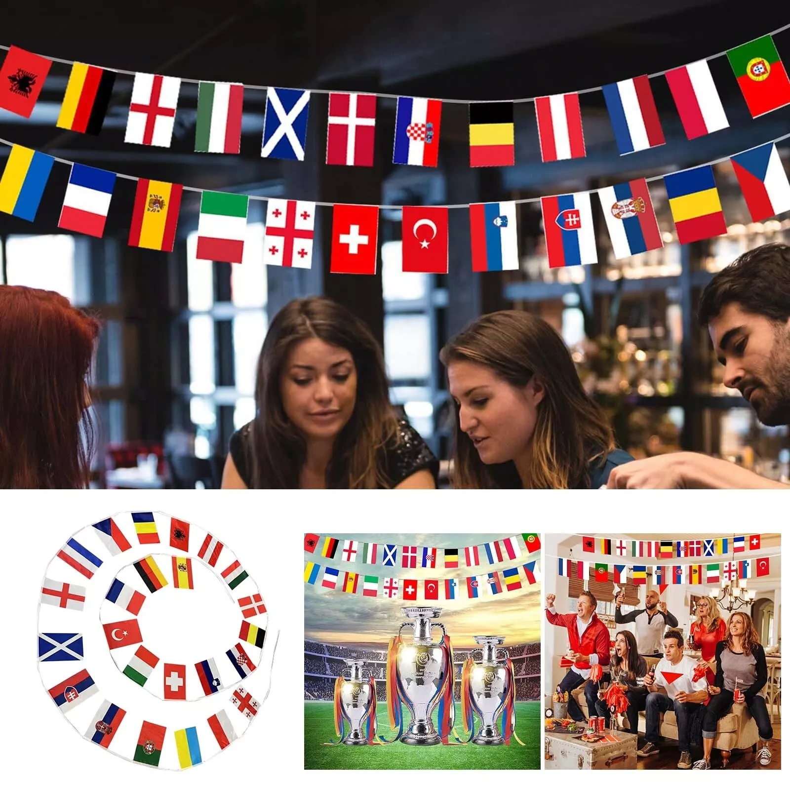 European Football Bunting Flags 24 flags -112170 - Image 2