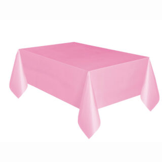 Lovely Pink Solid Rectangular Plastic Table Cover, 54