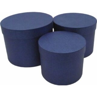 SET OF 3 ROUND FLOWER / HAT BOXES BLUE - 005090