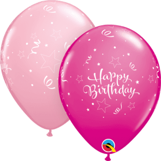 11"  ROUND  PINK & BERRY      25CT - BDAY SHINING STAR