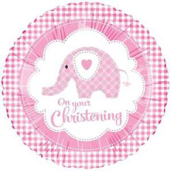 Sweet Baby Elephant Pink Christening Foil Balloon - B98819 *