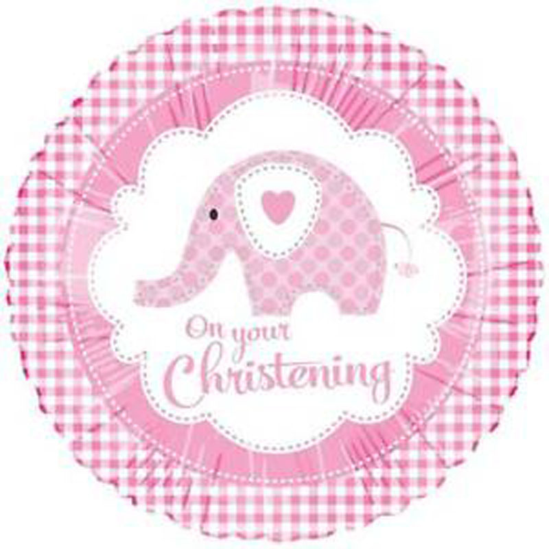 Sweet Baby Elephant Pink Christening Foil Balloon - B98819 *