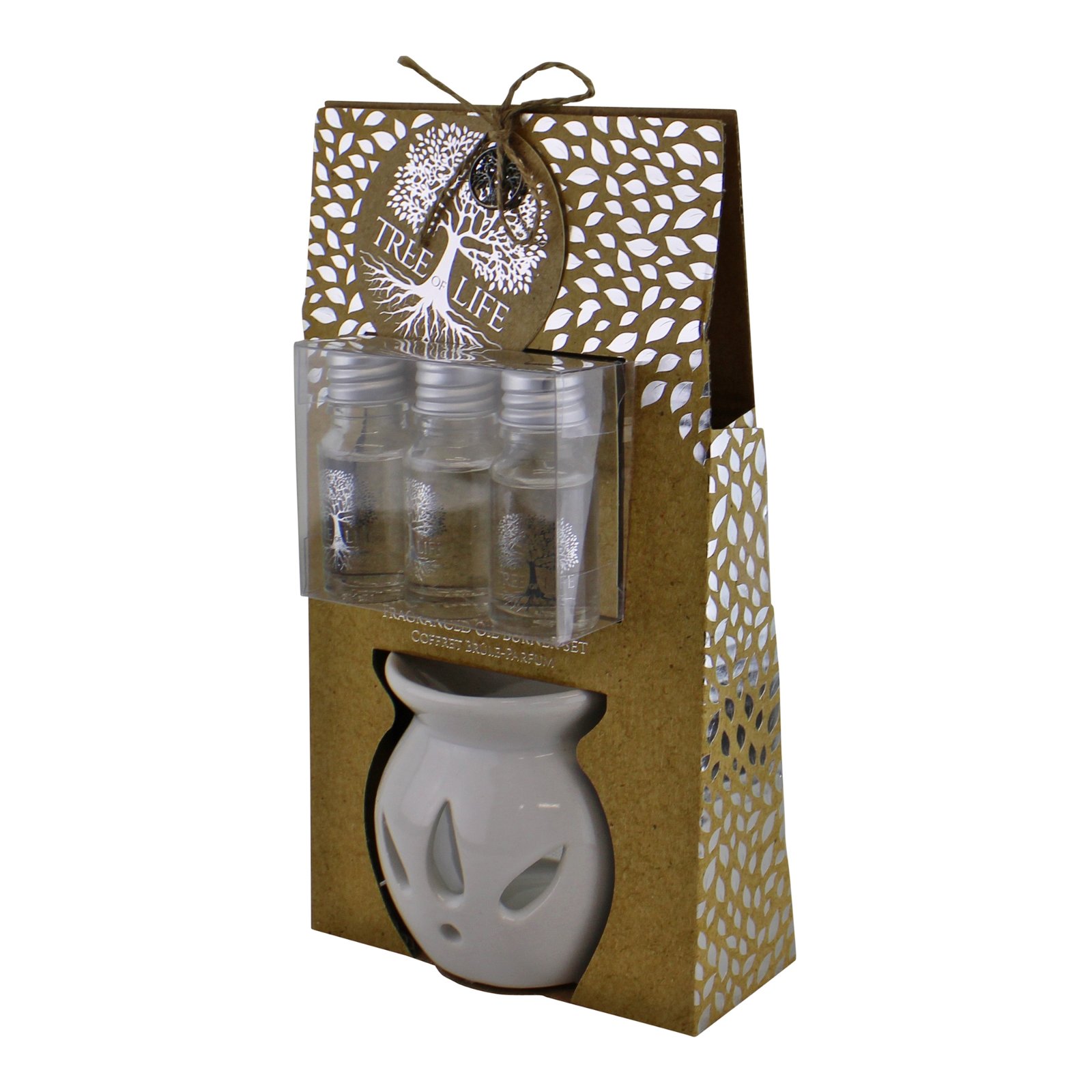 Ceramic Oil Burner With 3 Bottles of Sandalwood Fragranced Oil - TL0004