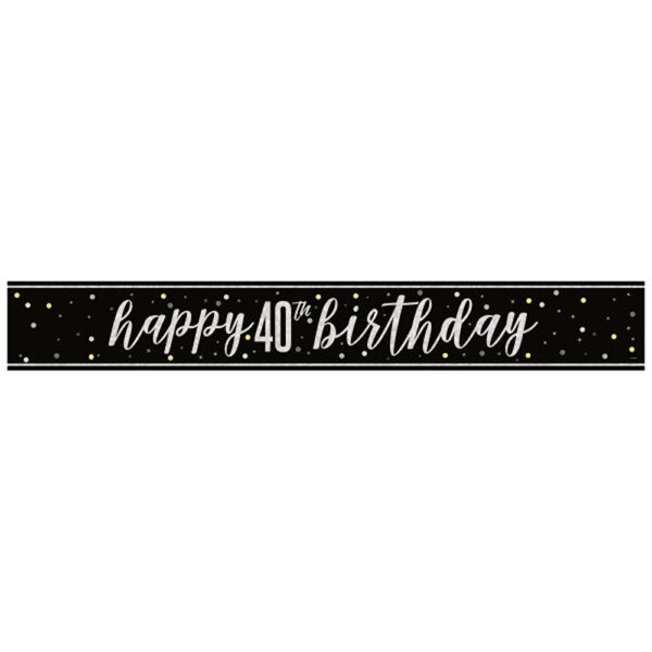 Unique - Glitz Black 40th Banner - 9ft - 82263