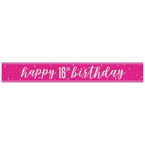Unique - 16th Glitz Pink Banner - 9ft - 82688*