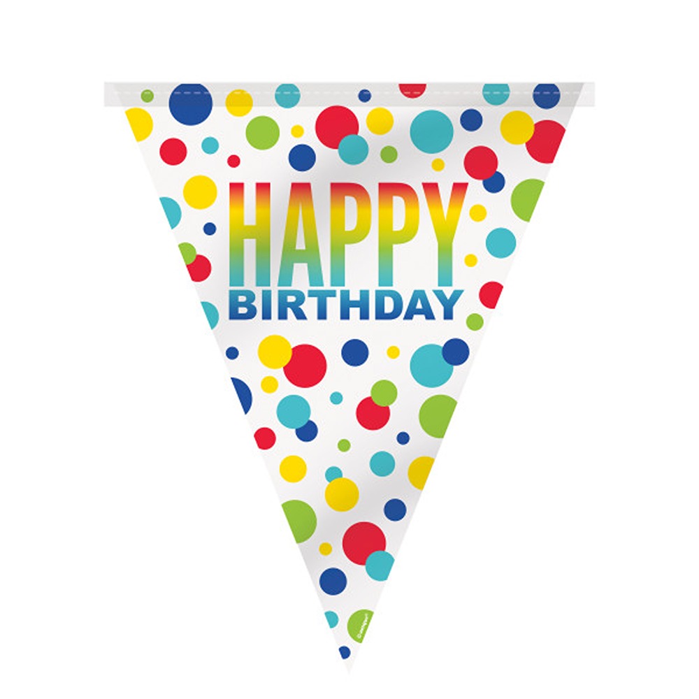 Unique - Rainbow Spots Birthday Bunting - 12ft - 73089