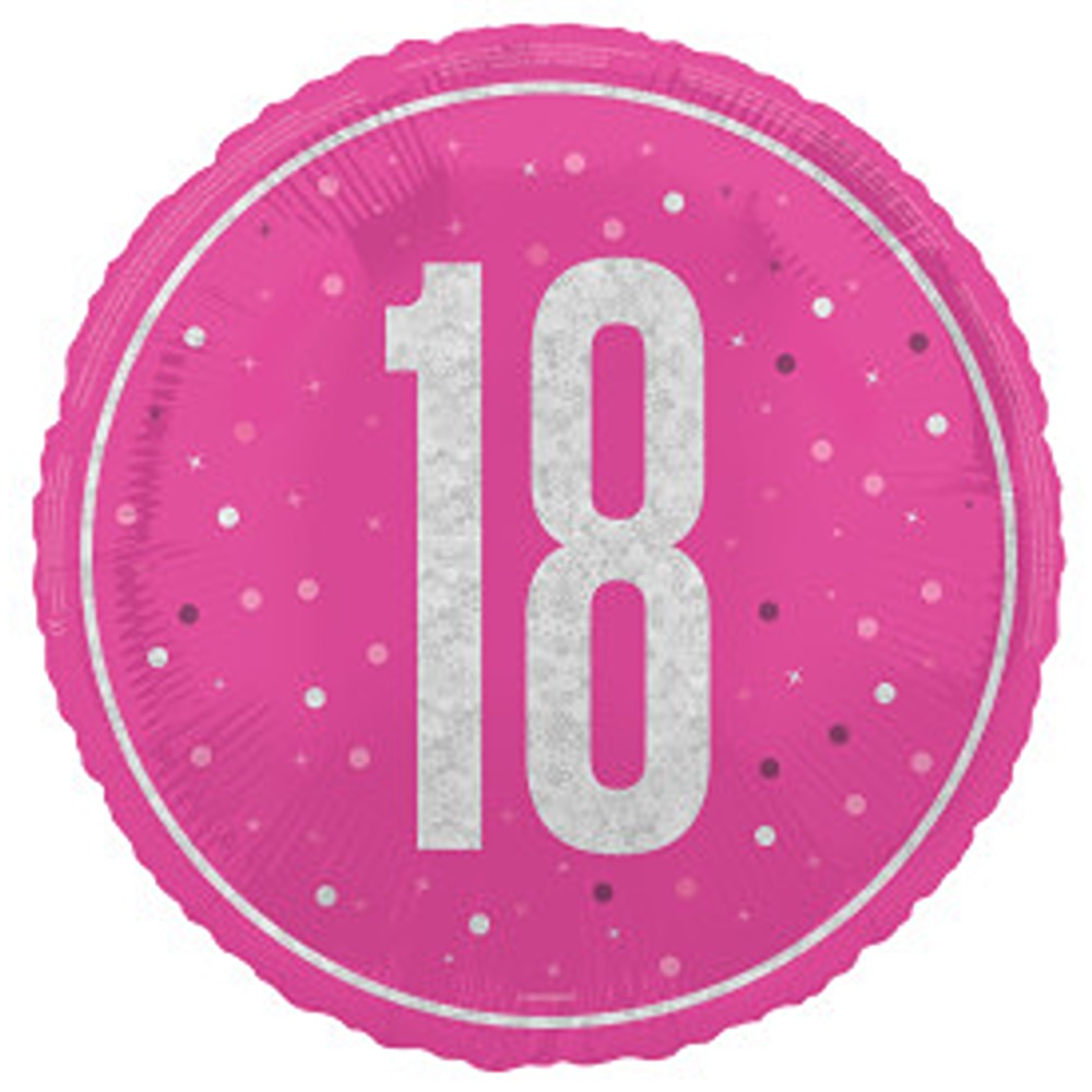 Unique - 18" GLITZ Pink 18 Prism Foil Balloon, Round - 82289