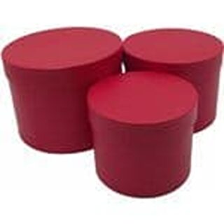 SET OF 3 ROUND HAT BOXES RED