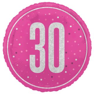 Unique - 18" GLITZ Pink 30 Prism Foil Balloon, Round - 82291
