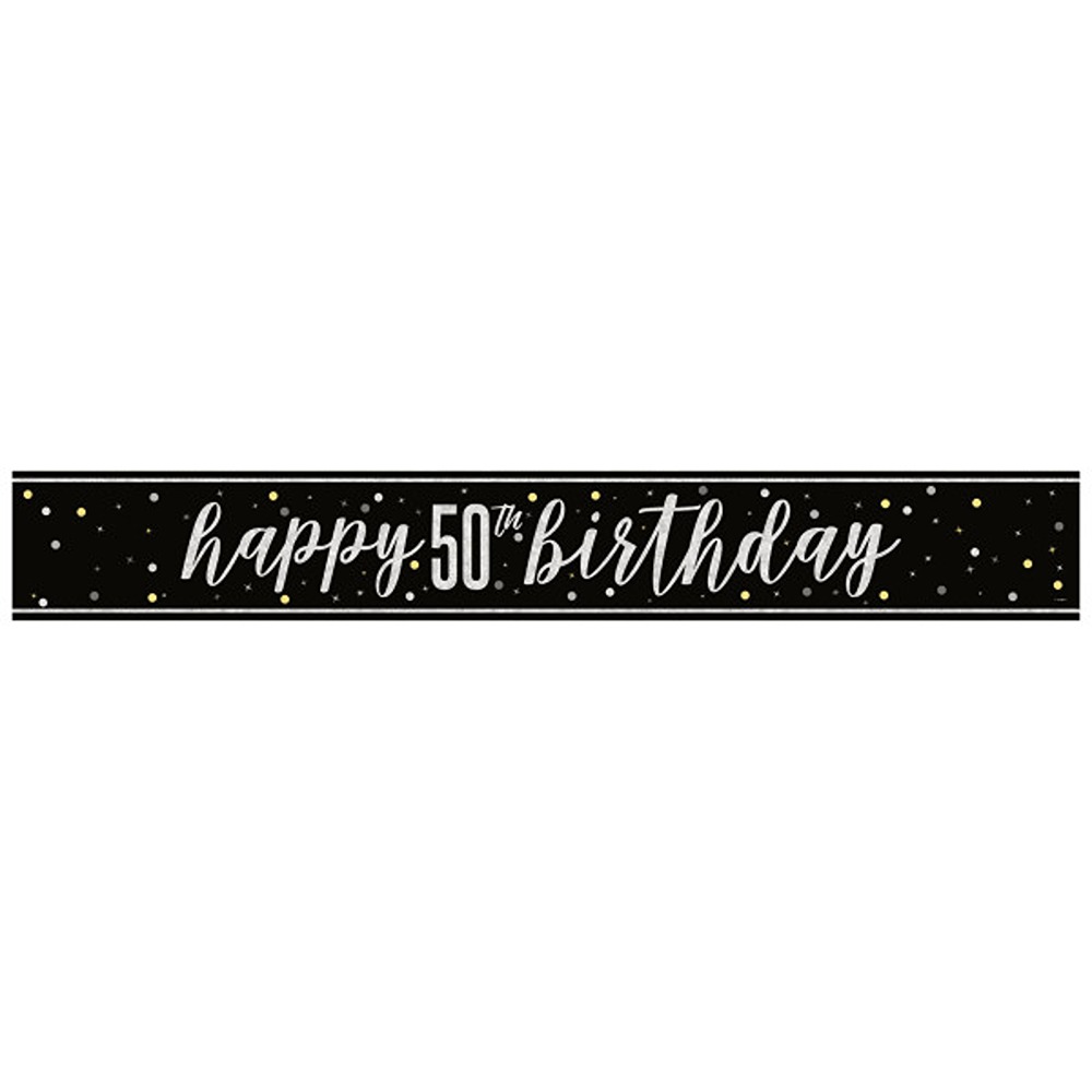 Unique - Glitz Black 50th Banner - 9ft - 82264