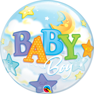 22"  SINGLE BUBBLE  01CT - BABY BOY MOON & STARS