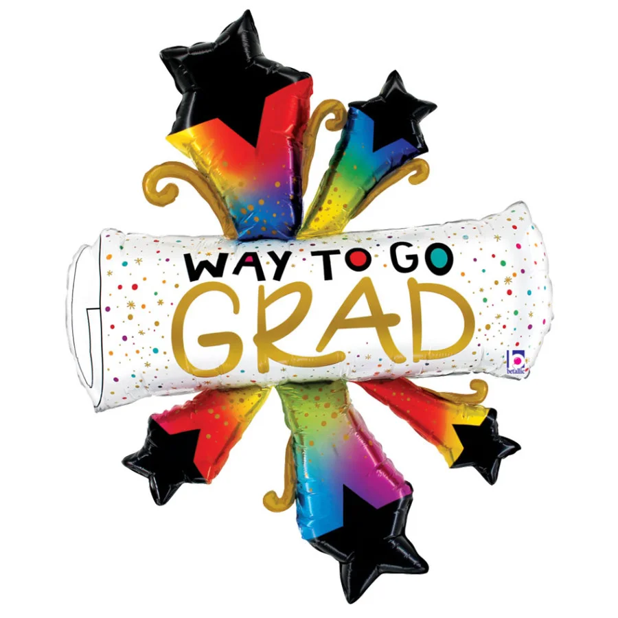 Grabo 52 inch Way To Go Graduation Bursting Stars Foil Balloon - 25262-P