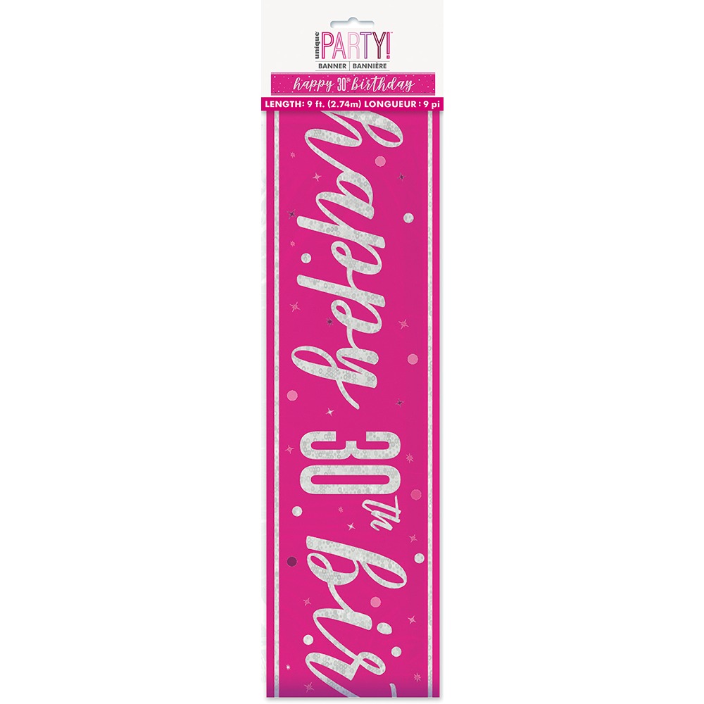 Unique 9ft Glitz Pink 30 Birthday Banner - 82691*