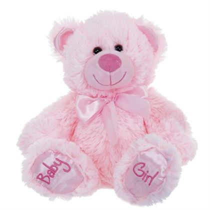 WHL - 8"/20CM SITTING BABY GIRL BEAR PINK - 48505