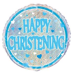 Blue Christening Prism Round Foil Balloon 18″ Packaged - 55535