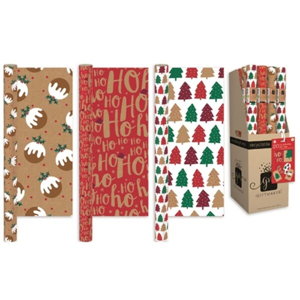 Design Group - Christmas Kraft Wrapping Paper (2m) - XAPGW105
