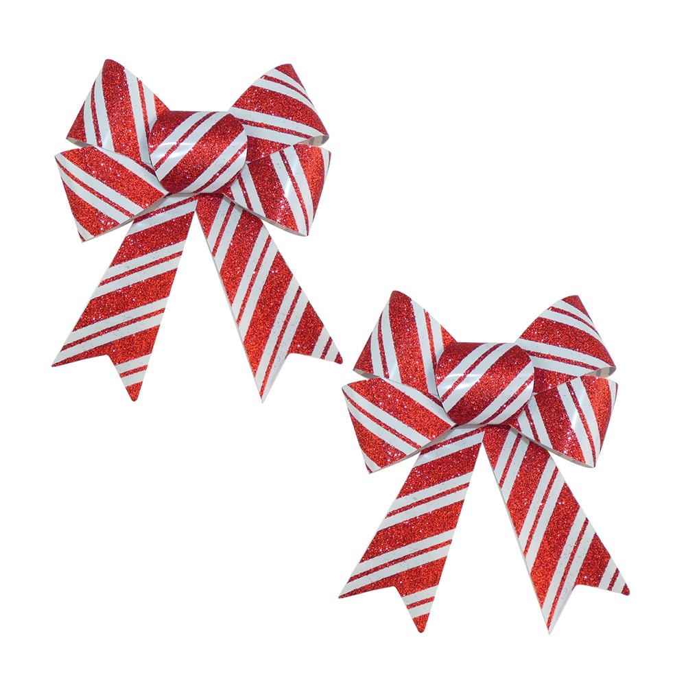 Davies Products - 2 CANDY CANE BOWS 13X17CM APX - 57963