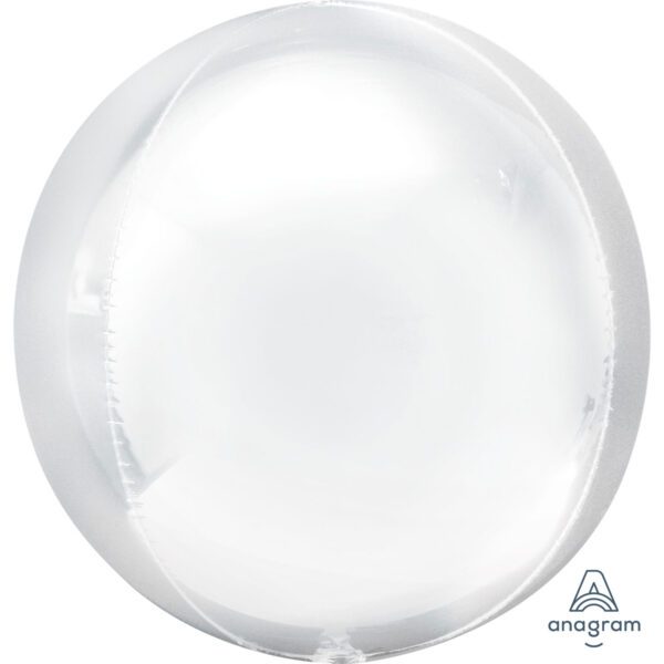 Anagram White Orbz XL Packaged Foil Balloons 15"/38cm w x 16"/40cm h G20 - 4030701