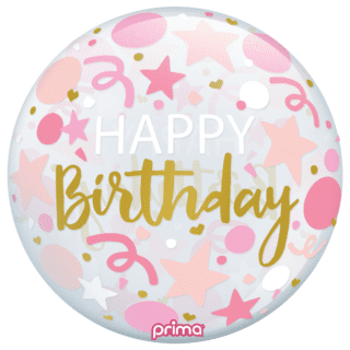 Prima - 20” Pink Stars Happy Birthday Sphere - PS-PSTR-22-50-1 *