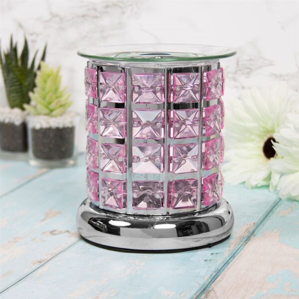 WAX/OIL WARMER SILVER & PINK