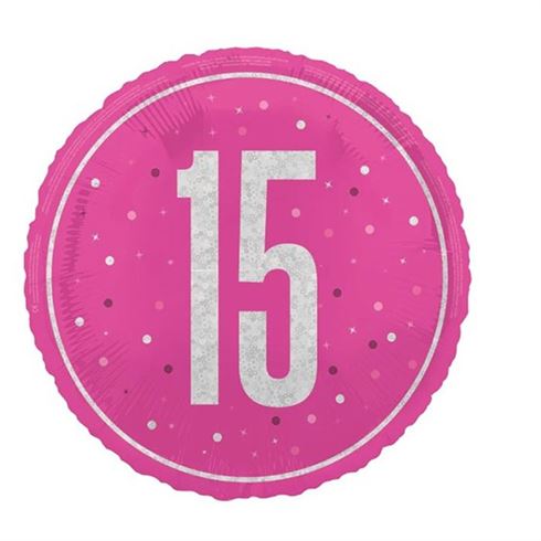 Unique - Pink Glitter 15th - 18" - 85894*