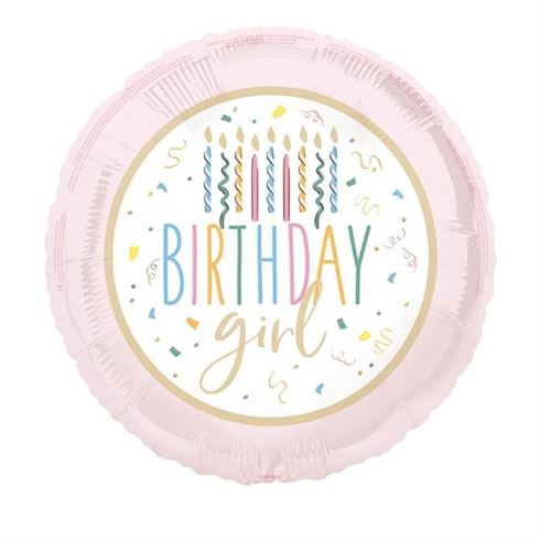 Unique - Birthday Girl 18" Round Foil Balloon, Packaged - 81981