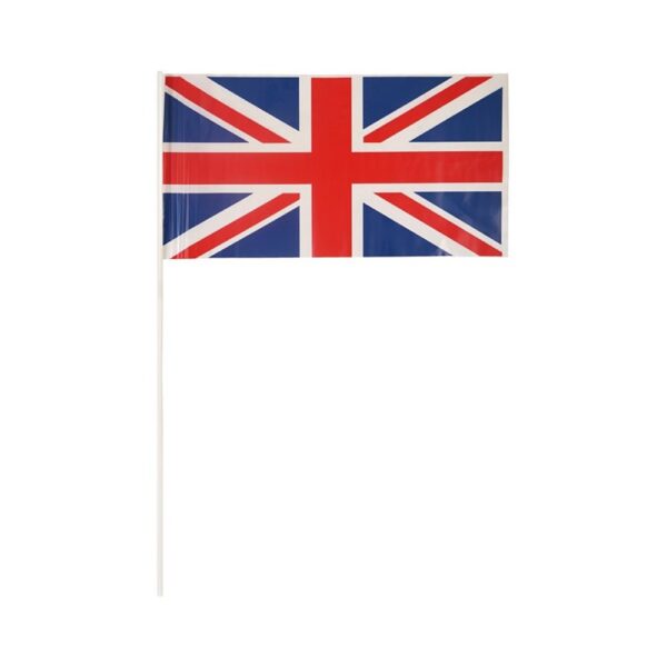 25 pack of Union Jack Hand waving Flags PVC 29x17cm with 40cm Stick – 25 Pack - F63002