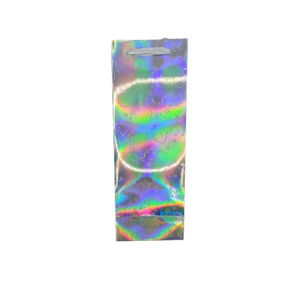 SILVER XMAS SCRIPT BOTTLE BAG 72S FSC