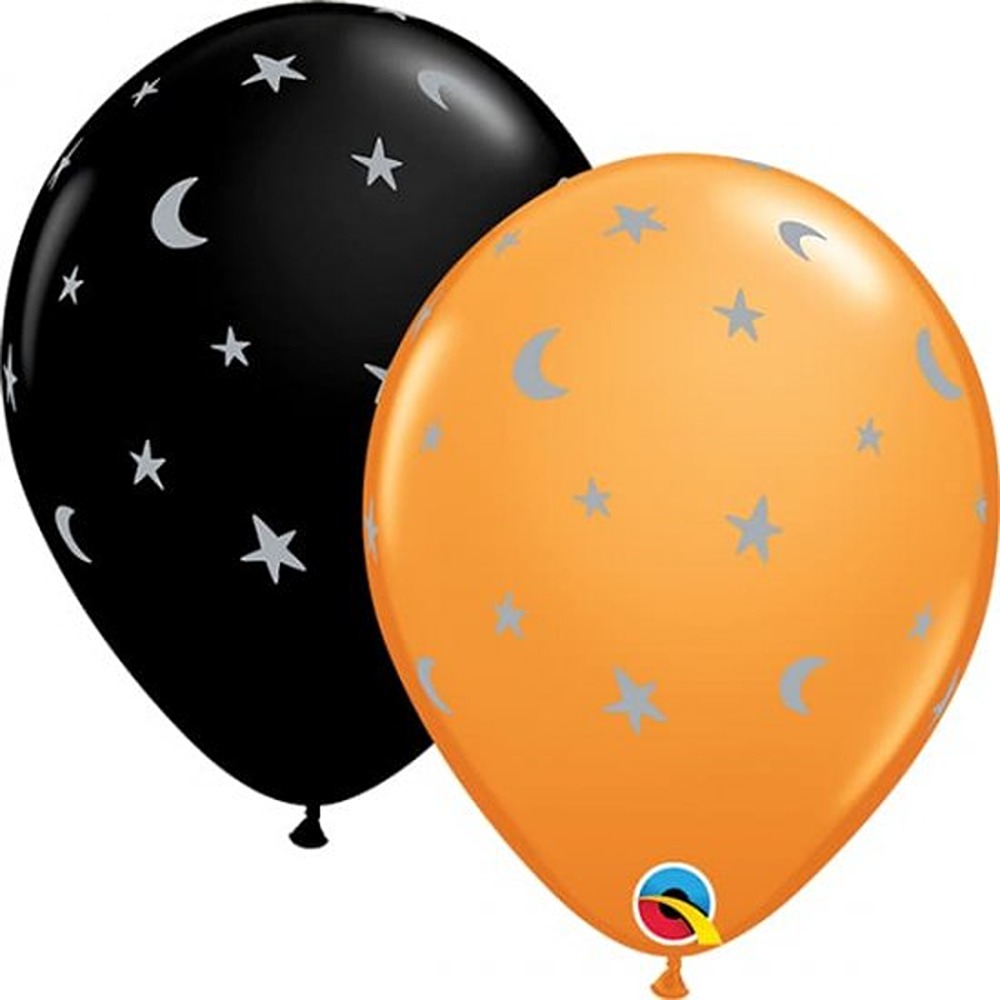 11" Rnd Crescent Moons & Stars 25pkt - 24071