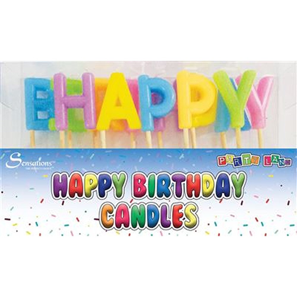 Candles - Happy Birthday - Assorted Colours - Sensations - CNHB/01