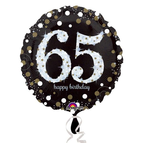 Anagram Black & Gold 65th Birthday Standard Foil Balloons S40*