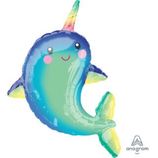 Anagram Happy Narwhal SuperShape XL Foil Balloons 29"/73cm w x 39"/99cm h P35