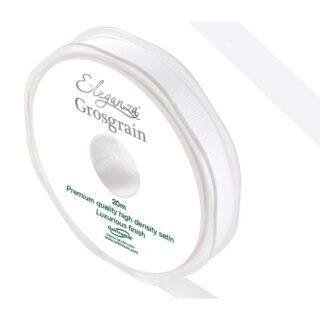 Oaktree - Eleganza Premium Grosgrain Ribbon 10mm x 20m White No.01 - 637597