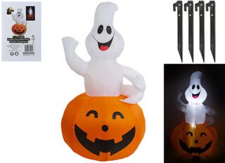 1.2M INFLATABLE GHOST PUMPKIN WITH LIGHTS IN WHITE BOX*