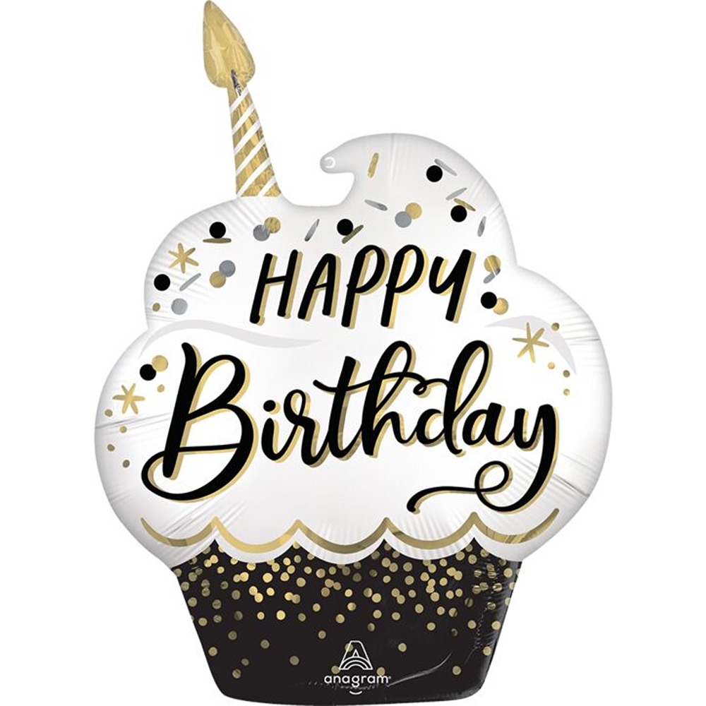 Anagram - 29" Satin Black Silver Gold Birthday Wishes - 4695001