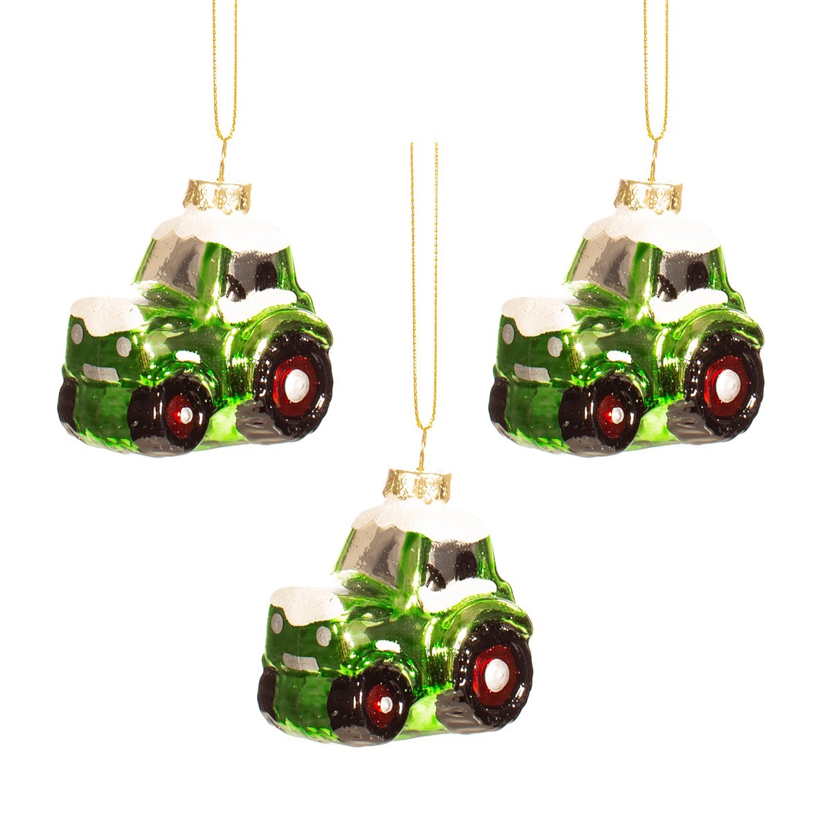 Tractor Shaped Bauble - Set Of 3 - RUBYXM186*