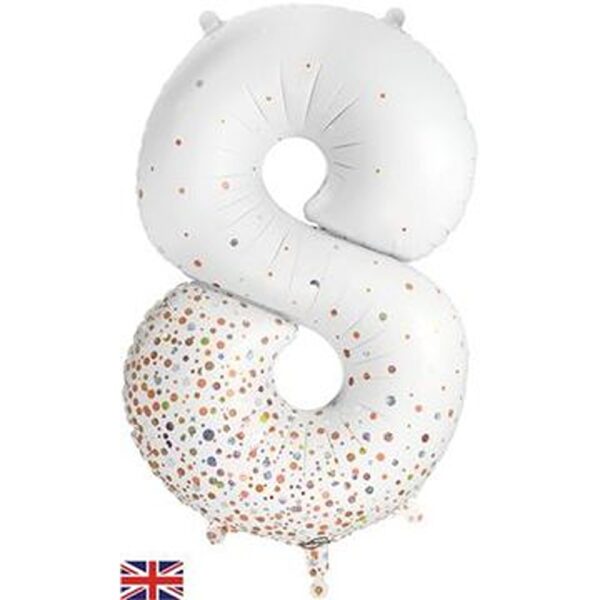Oaktree 34" Number 8 Sparkling Fizz Holographic Rose Gold - 606883*