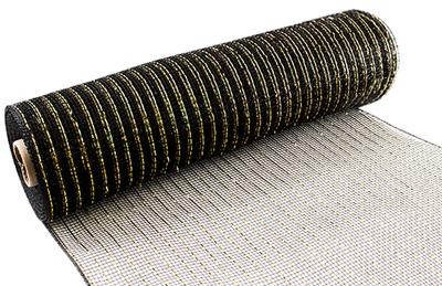 Eleganza Deco Mesh Metallic 25cm x 9.1m (10yds) Black/Gold