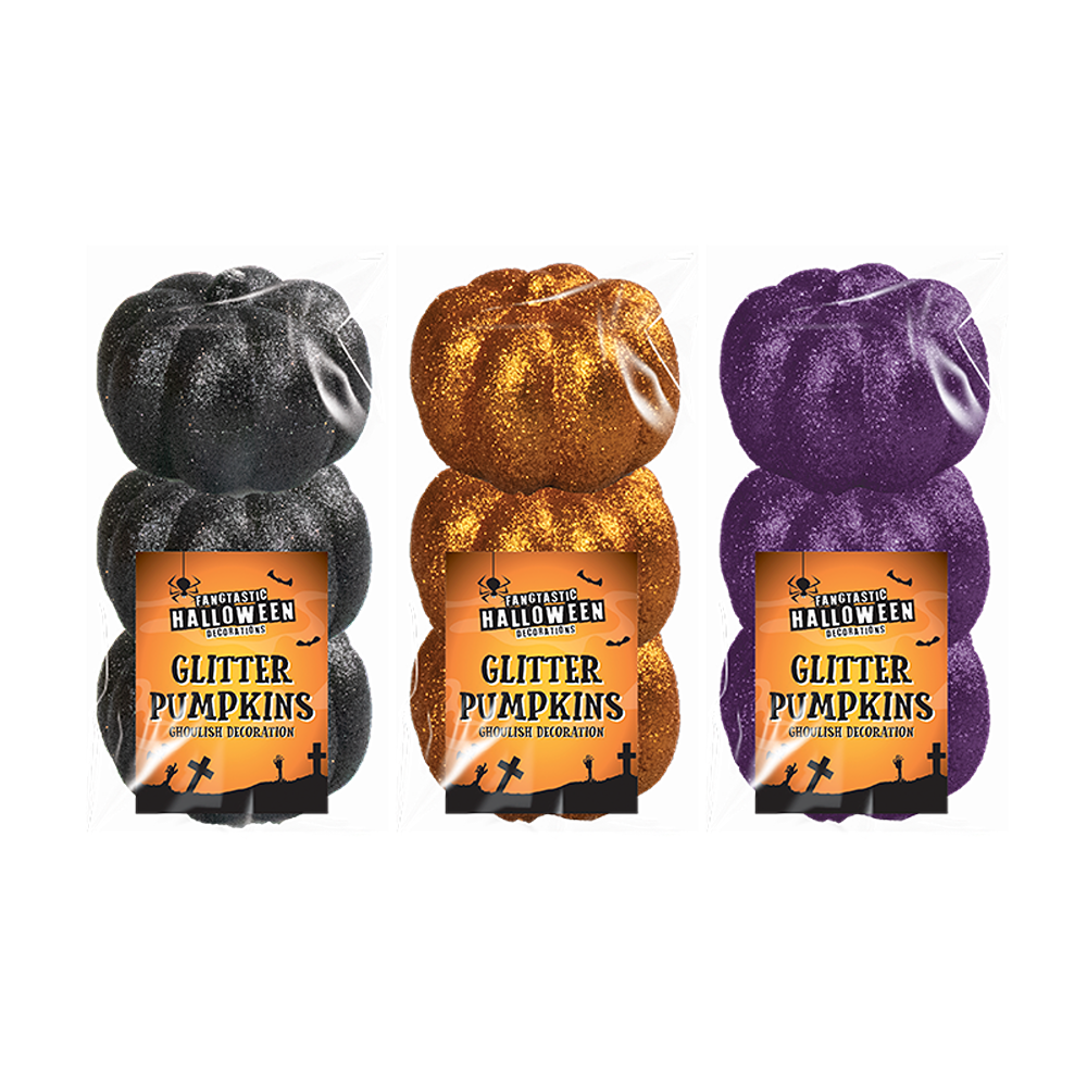 Foam Glitter Pumpkins 3 Pack - HAL3830OB*